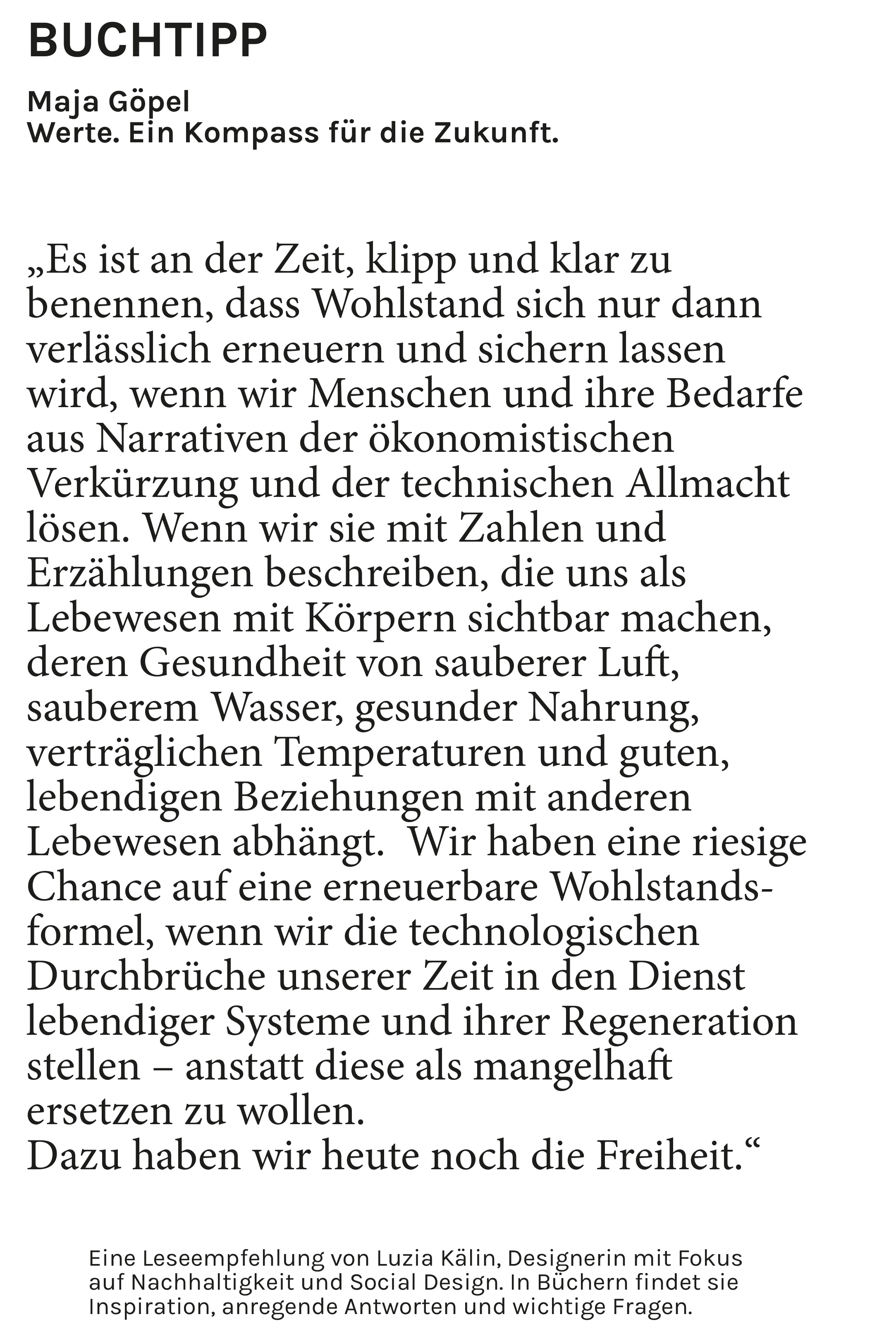 Buchtipp von Luzia Kälin